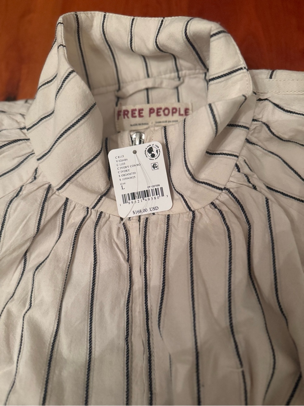 Free People Devon Striped Balloon Funnel-Neck Jacket - Picture 2 of 3
